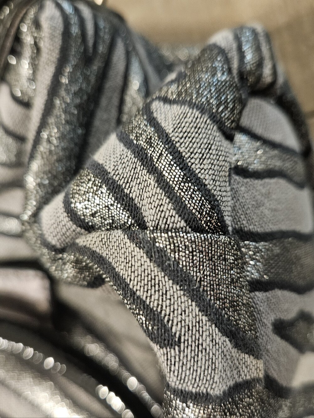 Coach Metallic Zebra-Print Shoulder Bag in Silver & Black - Picture 5 of 12